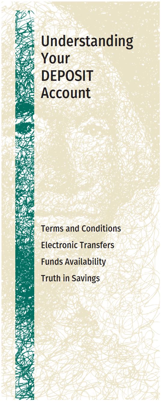 Cover image with text reading "Understanding your DEPOSIT account" followed by "Terms and Conditions, Electronic Transfers, Funds Availability and Truth in Savings"